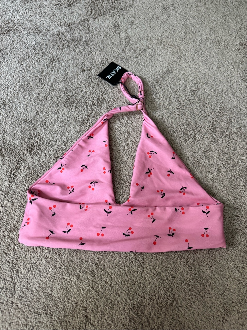 Pink Cherry Lacey skatie Bikini Top
